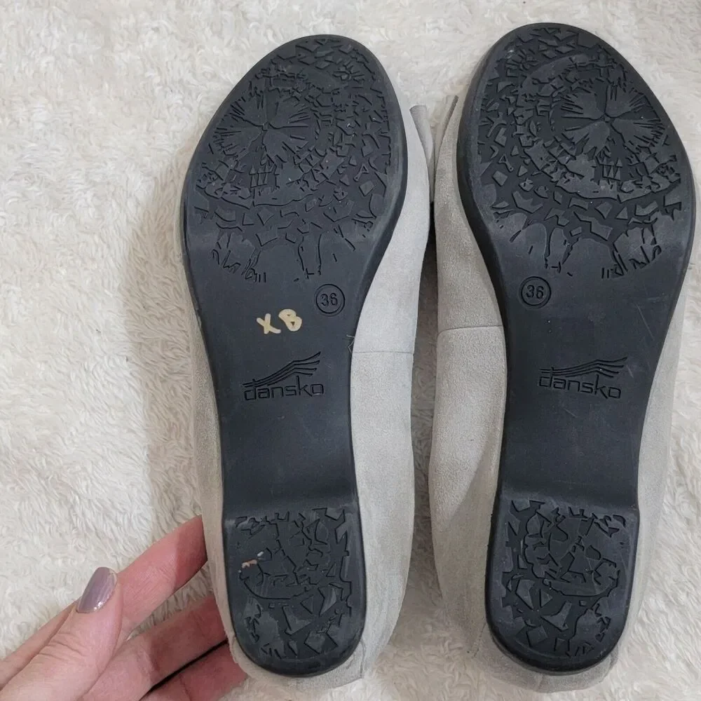 Dansko Lina Stone Suede Ballet Bow Flats‎ Comfort Size EU 36 US 5.5-6 EUC